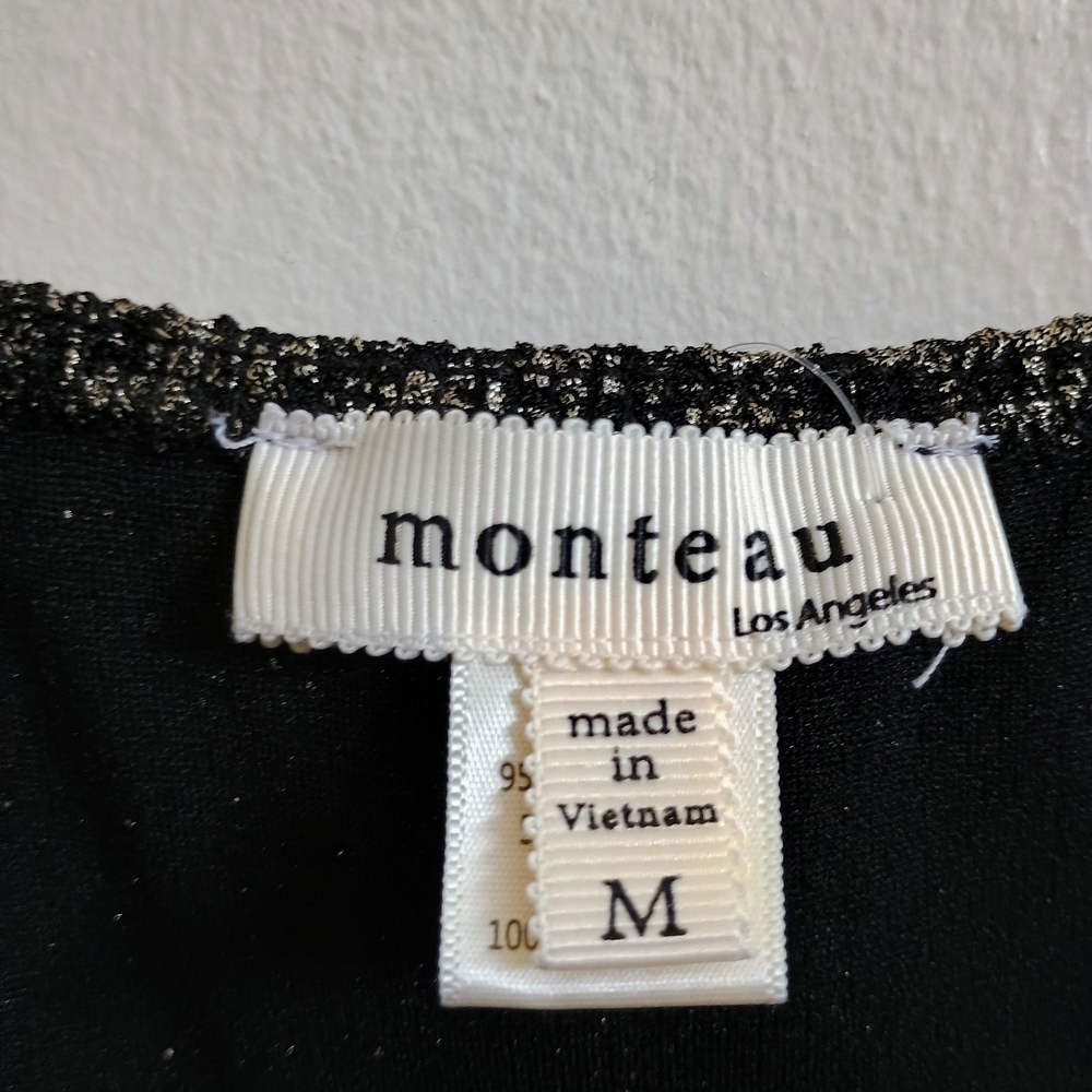 Monteau Black and Gold Textured Mini Dress - Picture 3 of 5